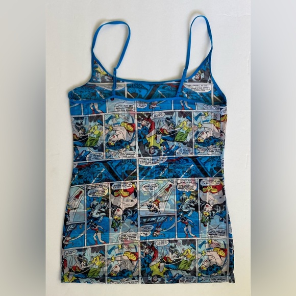 3/$12 ✅ Wonder Woman DC Comics Sheer Blue Cami Tank Juniors S/M - Picture 3 of 11